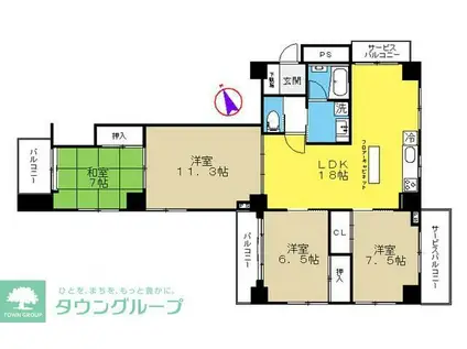 総建メゾン三幸(4LDK/5階)の間取り写真