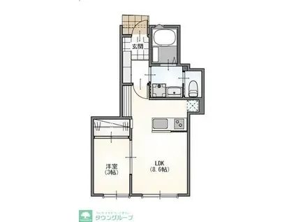 GREEN VALLEY(1LDK/1階)の間取り写真