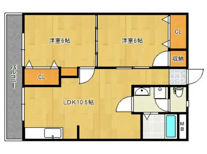プレアール花畑(2LDK/4階)の間取り写真