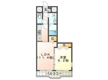 フォレストビュー(1LDK/2階)の間取り写真