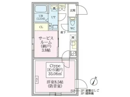 スカイラシクラス田園調布本町(1SK/2階)の間取り写真