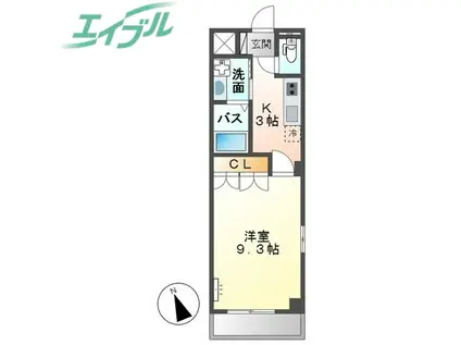 メゾンドボヌール(1K/2階)の間取り写真