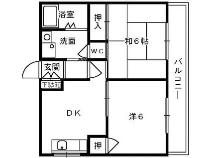 ネオハイツ元町(2DK/1階)の間取り写真