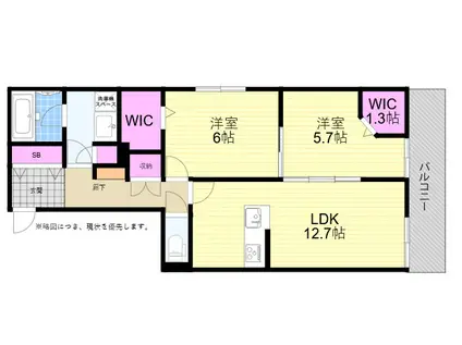 メゾンベール難波(2LDK/4階)の間取り写真