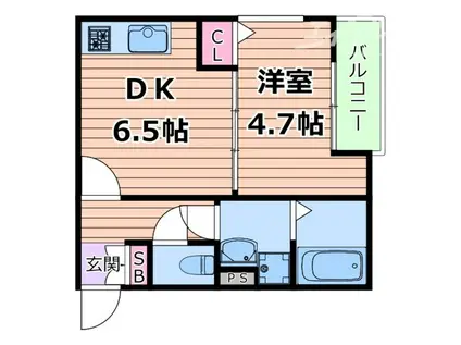 メゾンCOCO垂水(1DK/3階)の間取り写真