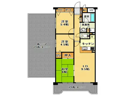 チサンマンション長者(3LDK/8階)の間取り写真
