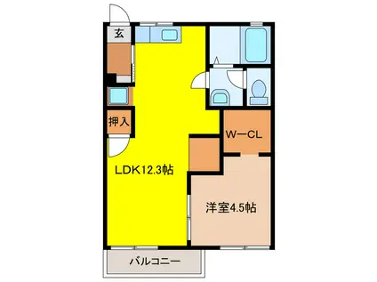 サンパレス本沢合I・II(1LDK/2階)の間取り写真