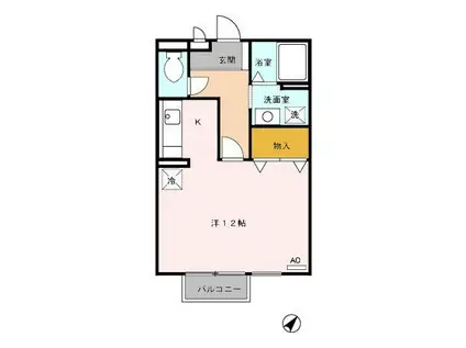 ピースフル和佐田(ワンルーム/2階)の間取り写真