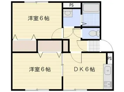 コンフォート大宮 B(2DK/2階)の間取り写真