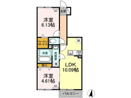 オアシス東豊 C棟(2LDK/1階)の間取り写真