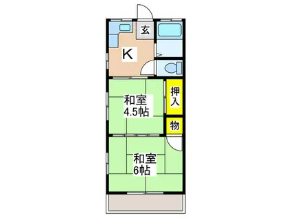 第2コーポ気賀沢(2K/2階)の間取り写真