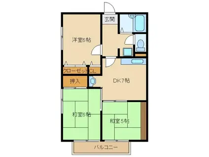 シティハイム・シェモアIII(3DK/1階)の間取り写真