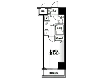 グランド・ガーラ芝公園(1K/11階)の間取り写真