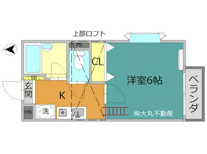 パークフロント北綾瀬B(1K/2階)の間取り写真