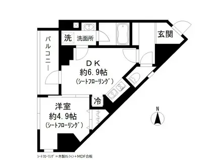 GRAND三軒茶屋ウエスト(1DK/5階)の間取り写真