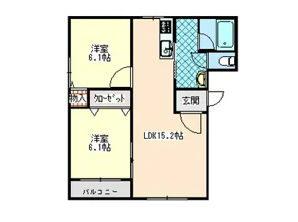邑楽・東(2LDK/3階)の間取り写真