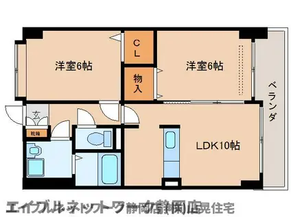AQUA FORT(2LDK/3階)の間取り写真