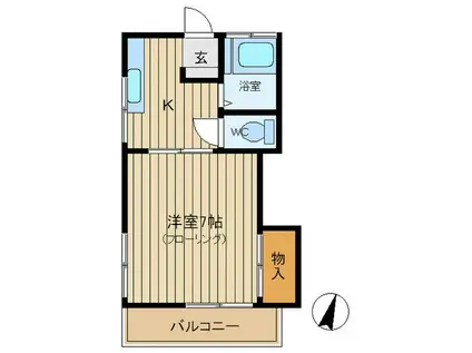 西里荘(1K/2階)の間取り写真