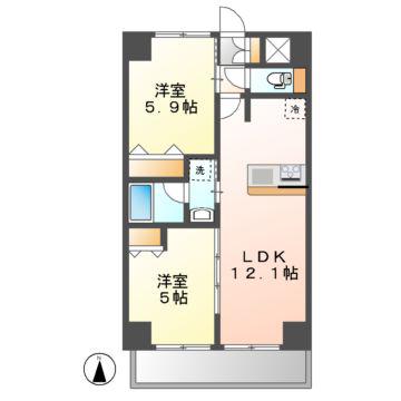 S-RESIDENCE高岳ARDENT(2LDK/7階)の間取り写真