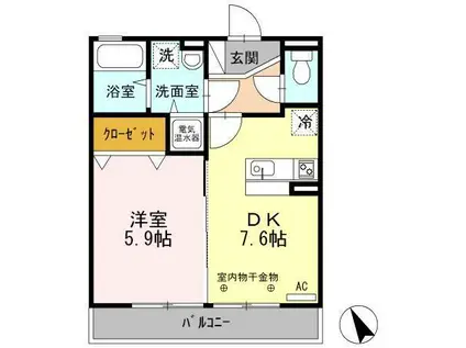 クリスタル・ガーデン(1DK/1階)の間取り写真