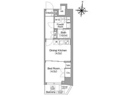 コンフォリア・リヴ木場イーストII(1DK/8階)の間取り写真