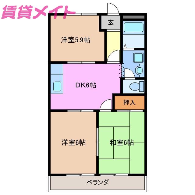 プレイスメゾン八光(3DK/2階)の間取り写真