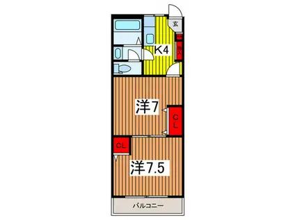 日建プリムローズ岸町(2K/3階)の間取り写真