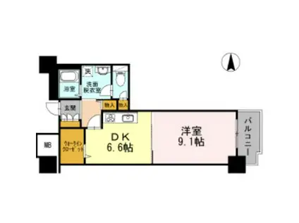 品川シーサイドビュータワーI(1DK/15階)の間取り写真