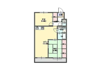 ウィステリア藤 II(2LDK/1階)の間取り写真