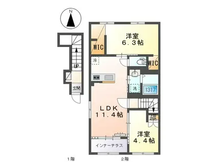 サン フルール(2LDK/2階)の間取り写真