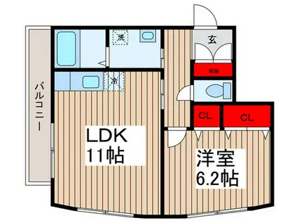 橋本ビル(1LDK/2階)の間取り写真