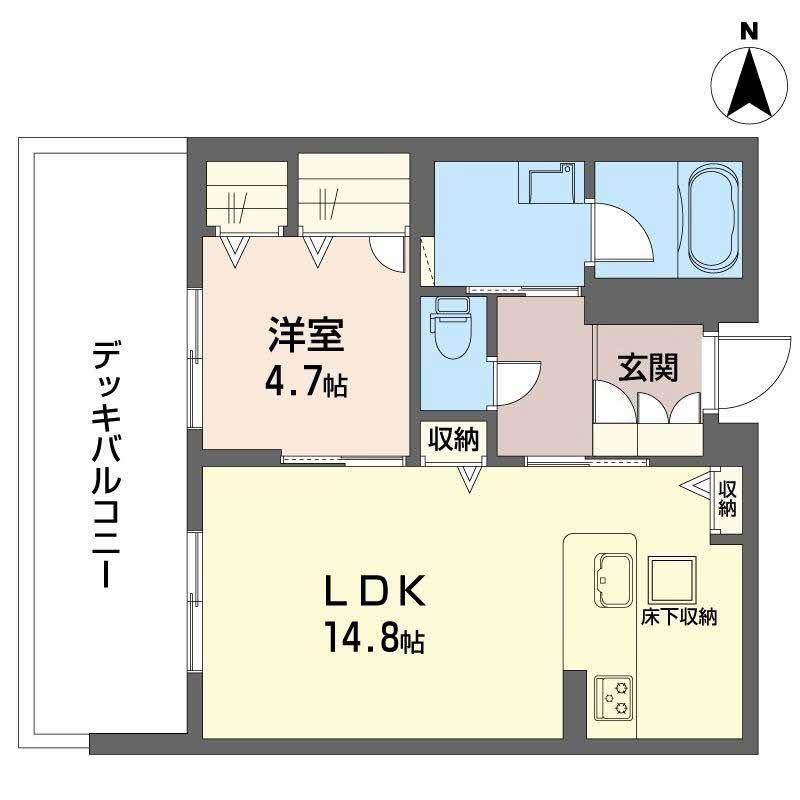ジェイエイチエスプレミア西大寺(1LDK/1階)の間取り写真