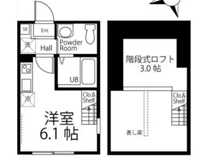 ハーミットクラブハウス山手II(ワンルーム/1階)の間取り写真