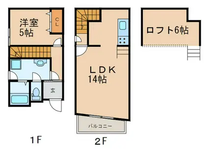リヴァーハイム(1LDK/1階)の間取り写真