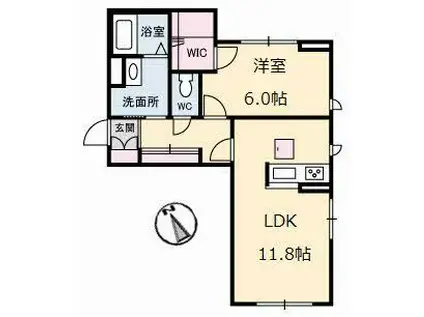 シャーメゾンマウント・バーノン(1LDK/1階)の間取り写真
