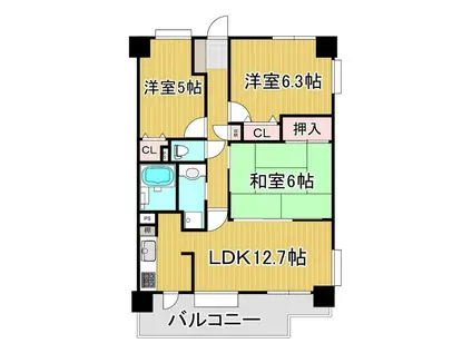 ボナール富沢(3LDK/5階)の間取り写真