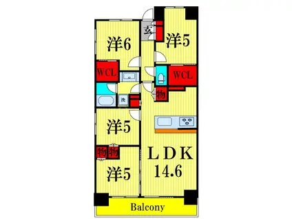 シティータワー金町 レジデンス棟C(4LDK/8階)の間取り写真