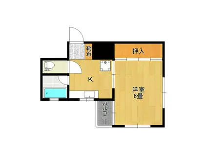 KFビル(1K/2階)の間取り写真