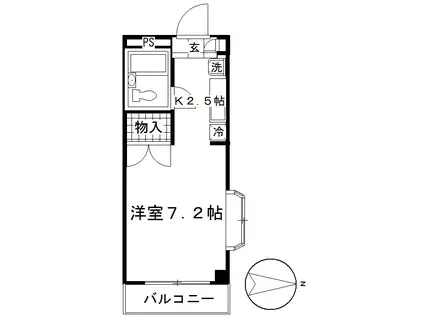 メゾンド24(1K/2階)の間取り写真