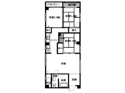 ハイ清澄(3LDK/8階)の間取り写真