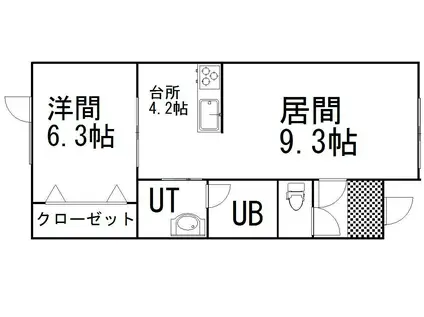 ヴェリテ鳥取(1LDK/1階)の間取り写真