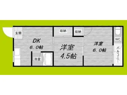 中道マンション(2DK/2階)の間取り写真