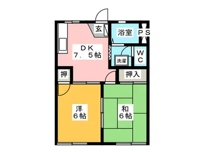 リヴェール(2DK/1階)の間取り写真