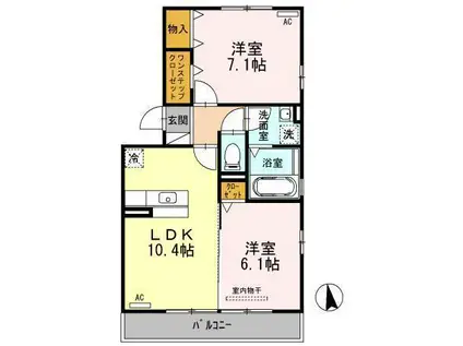 サニーコートヴィラ(2LDK/1階)の間取り写真