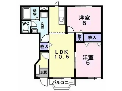 サンライズA棟(2LDK/1階)の間取り写真