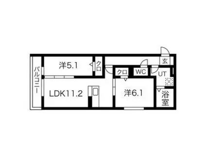 LICORICE A棟 A(2LDK/3階)の間取り写真