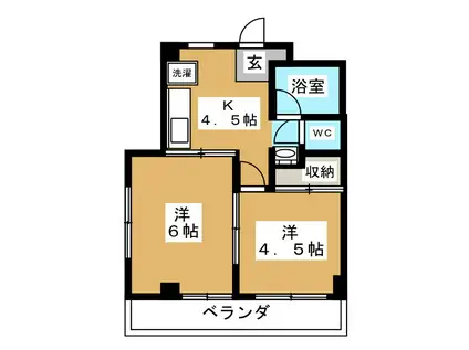 メゾンドールヨコオ(2K/2階)の間取り写真