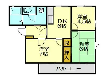 シルキーウインド(3DK/1階)の間取り写真