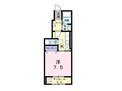 カーサ・ミニヨン(1K/1階)の間取り写真