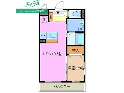 アンジューIX(1LDK/1階)の間取り写真